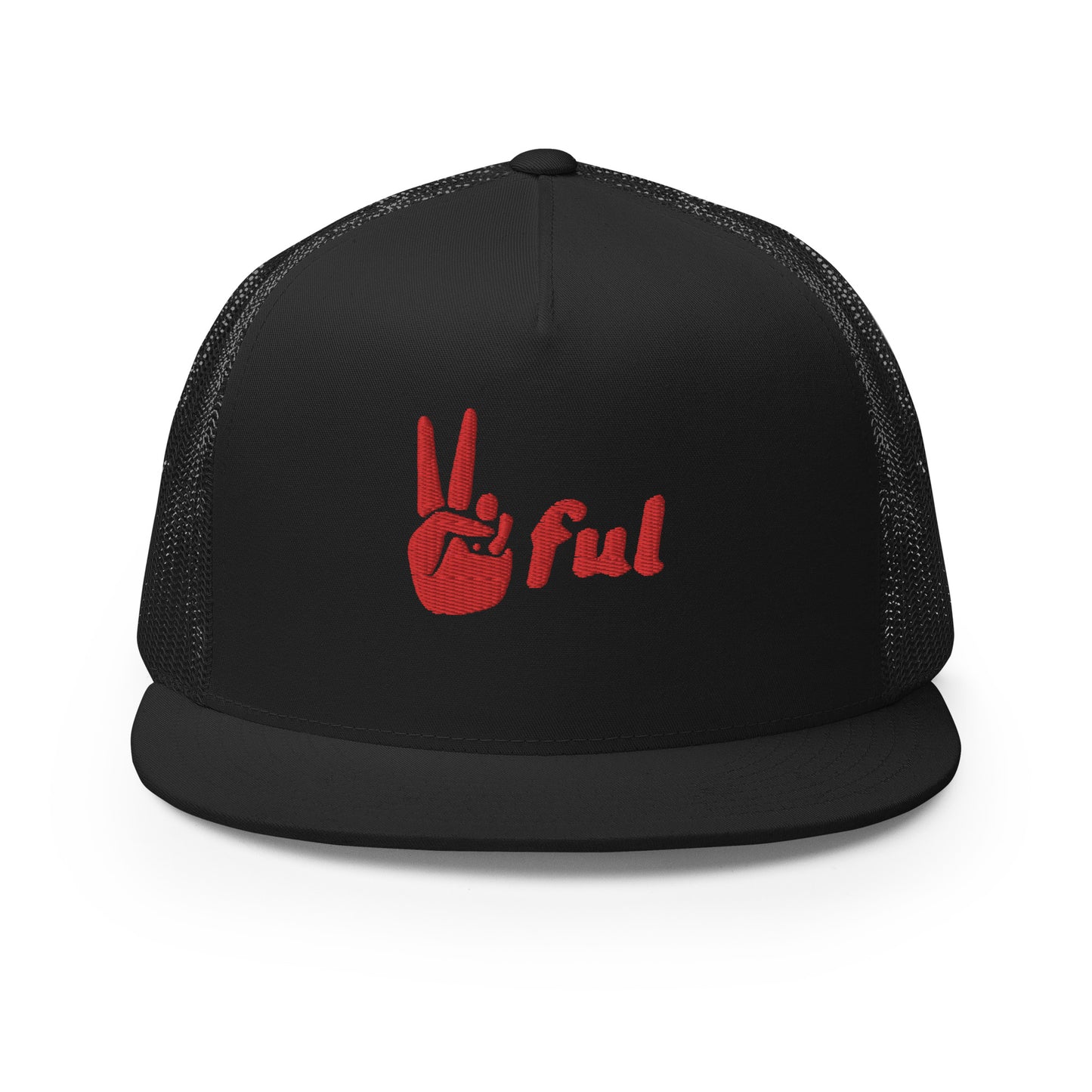 Peaceful Trucker Cap Red Embroidered