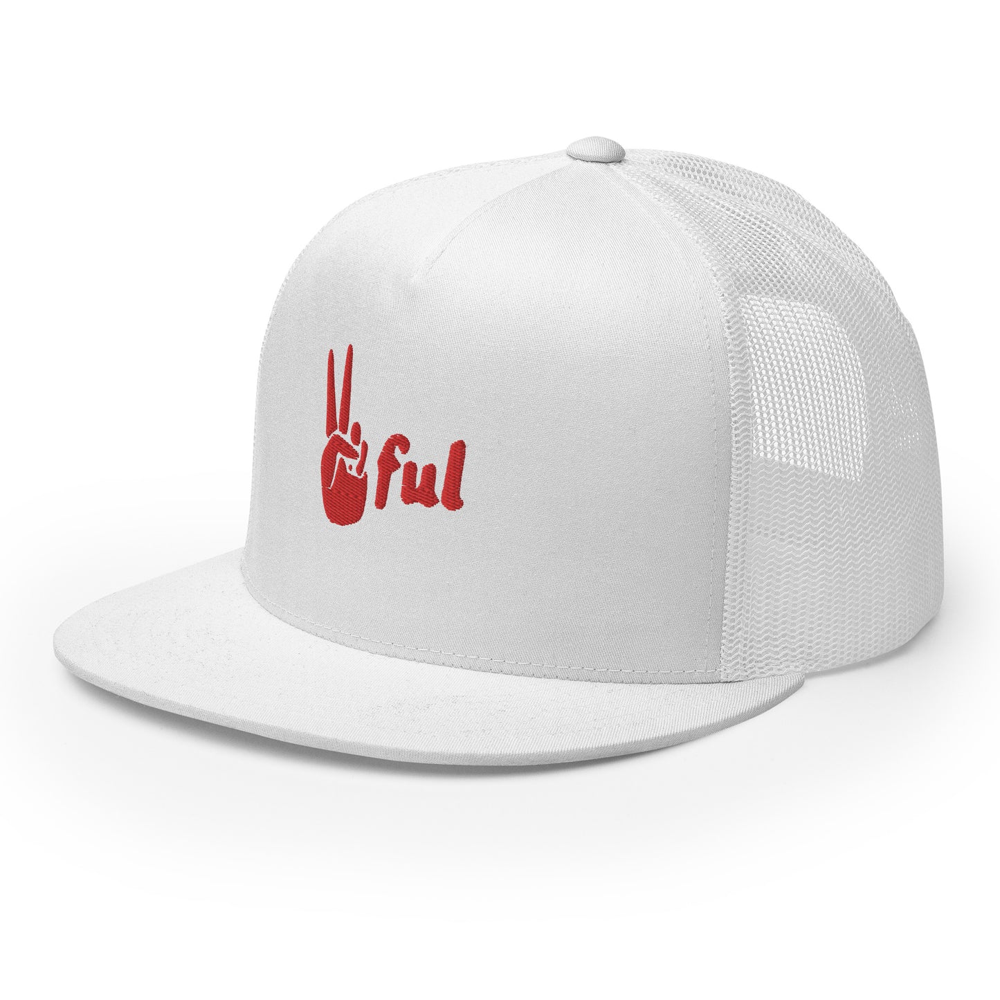 Peaceful Trucker Cap Red Embroidered