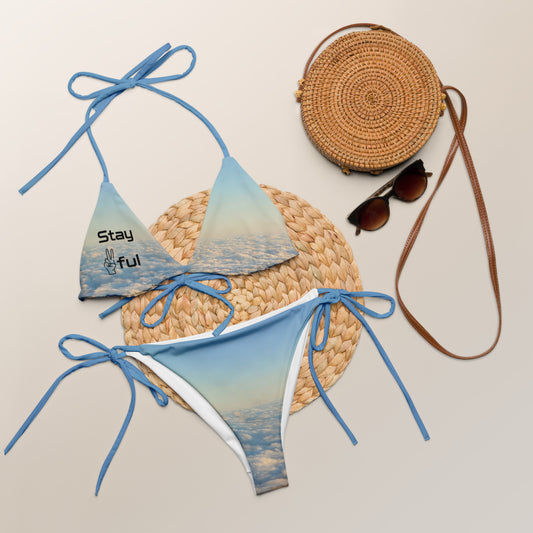 New Heights print recycled string bikini