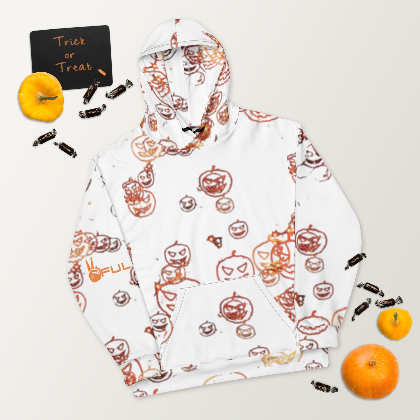 White Jack O Lantern hoodie