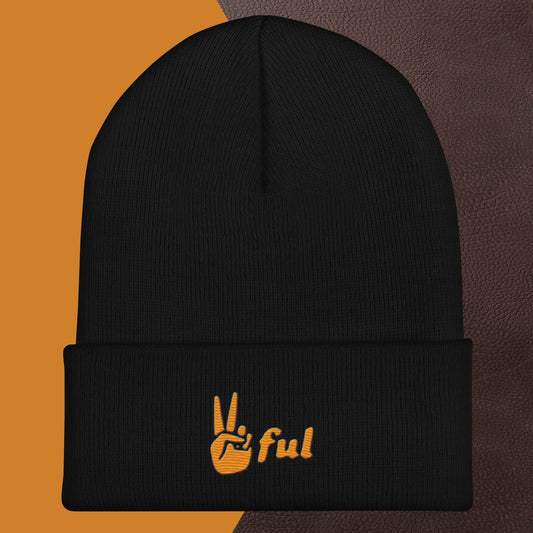 Cuffed Orange lettered peaceful Beanie