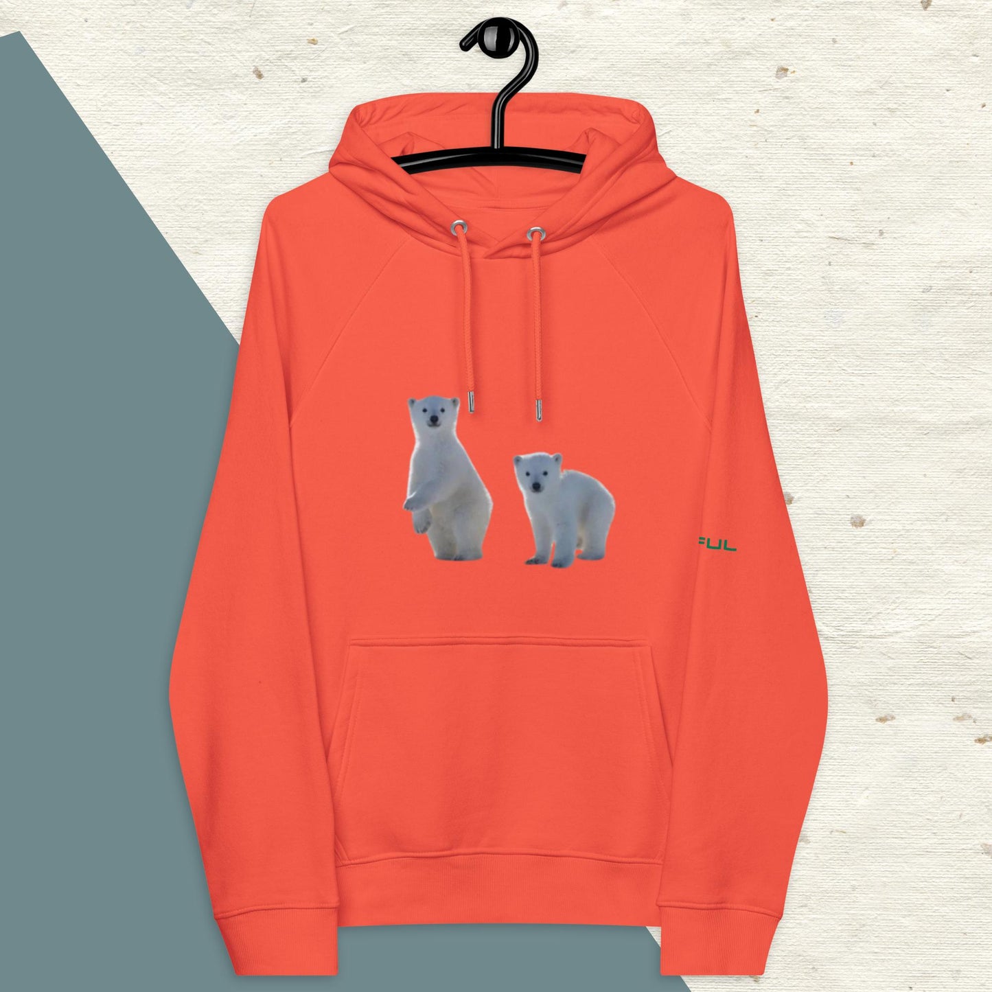 Unisex eco raglan peaceful polar bear hoodie