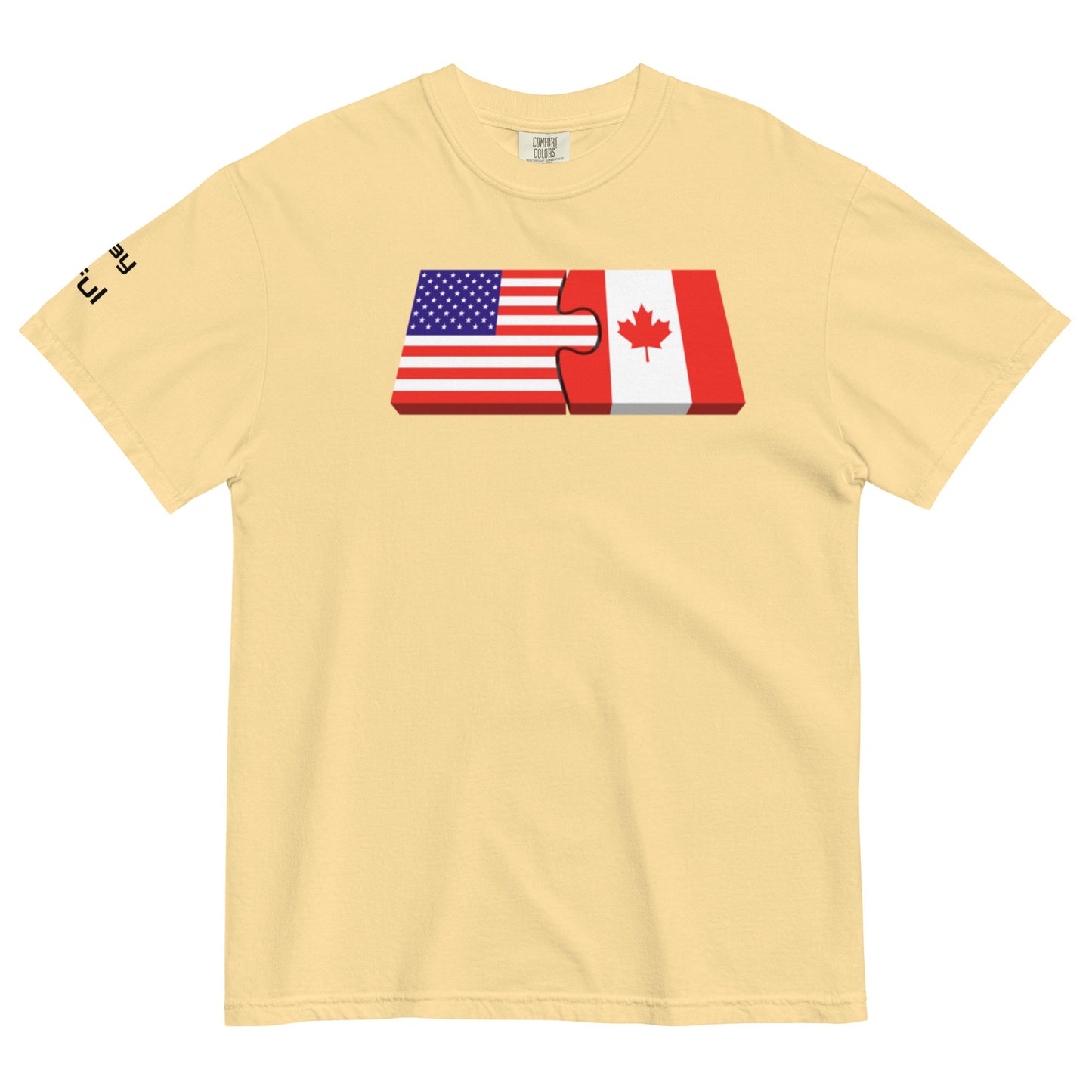 Unisex Red Cotton American/Canadian Flag Unison  garment-dyed heavyweight Peaceful t-shirt S-4XL
