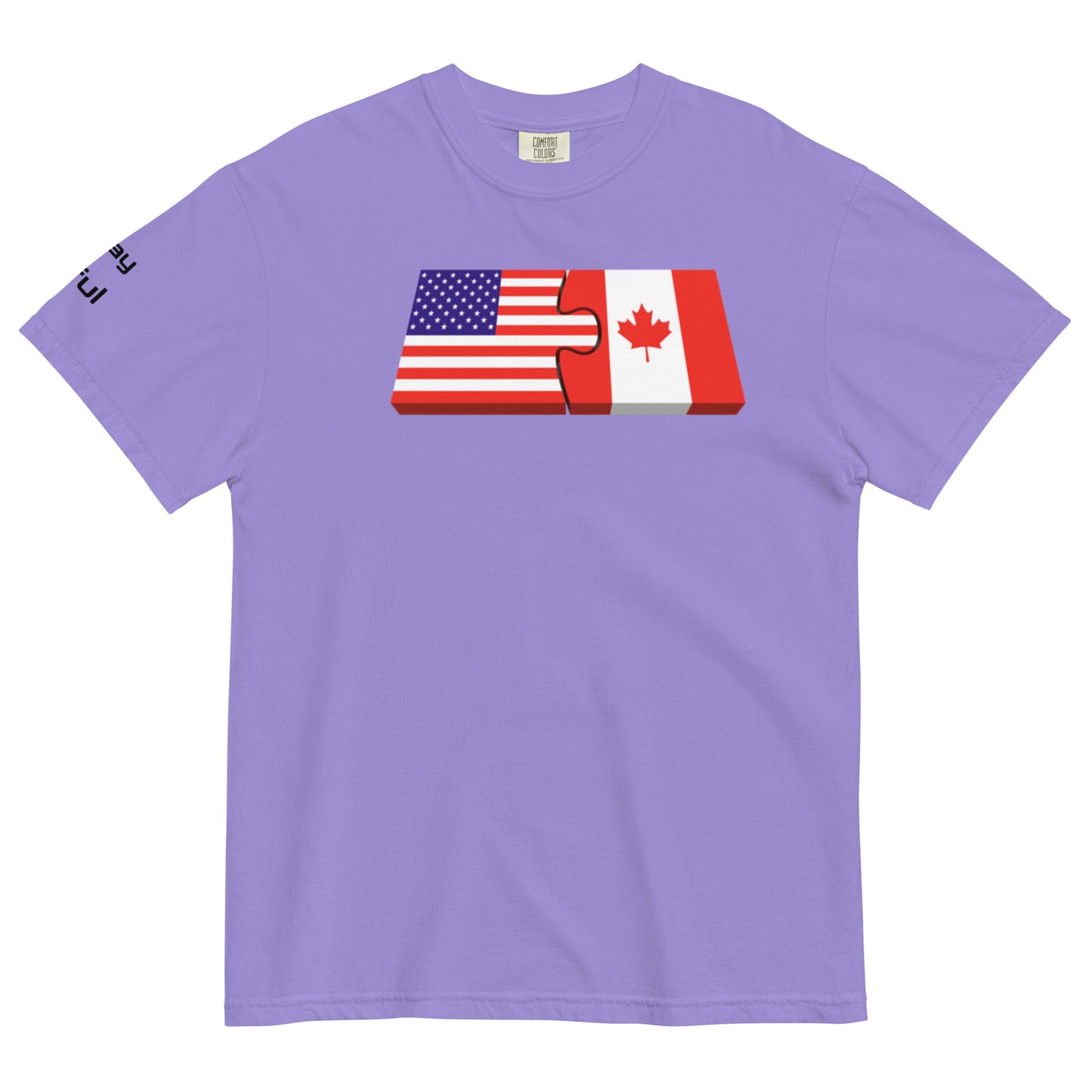 Unisex Red Cotton American/Canadian Flag Unison  garment-dyed heavyweight Peaceful t-shirt S-4XL