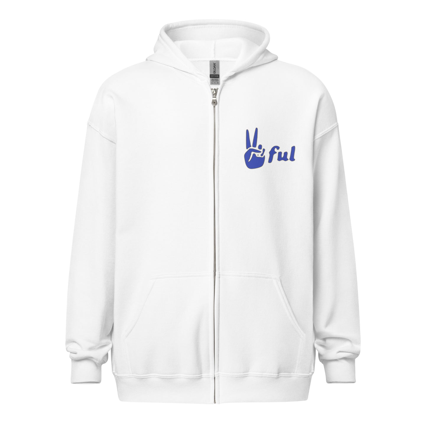 White and Blue Peaceful Zip up Hoodie