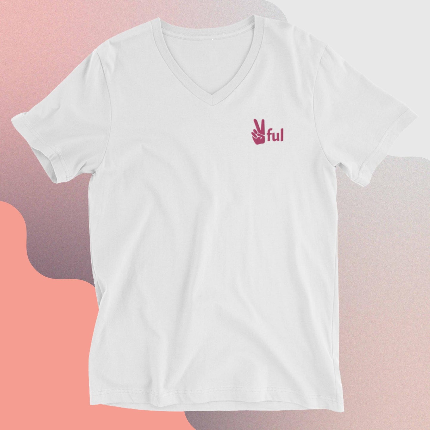 Short Sleeve V-Neck Peaceful Pink T-Shirt S-2XL